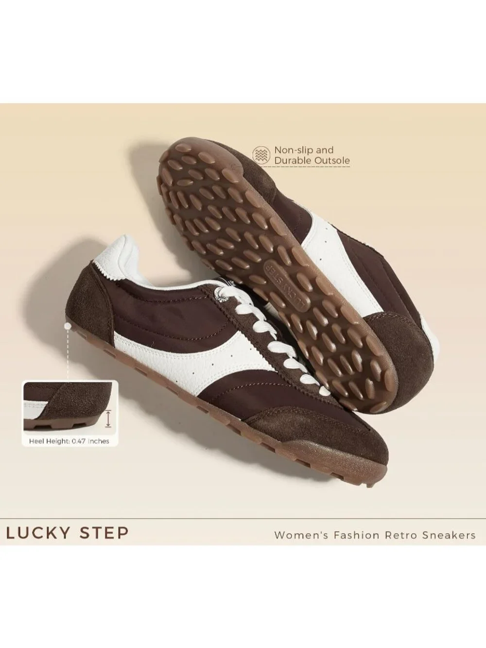 Women's Brown Retro Fashion Lightweight Non Slip Thin Sole Comfortable Sneakers